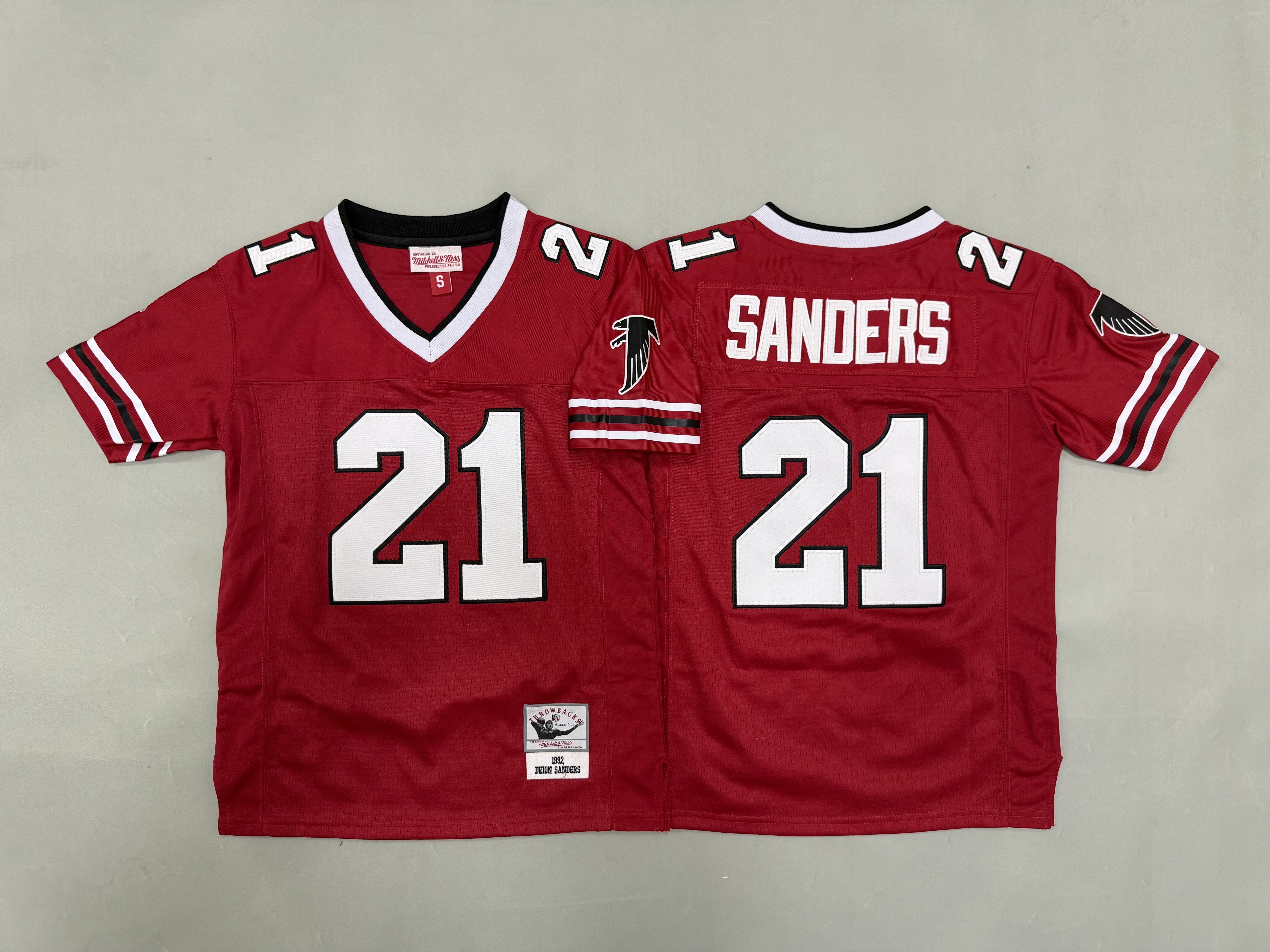 Youth 2026 Atlanta Falcons #21 Sanders Red Throwback Limited NFL Jersey style 01